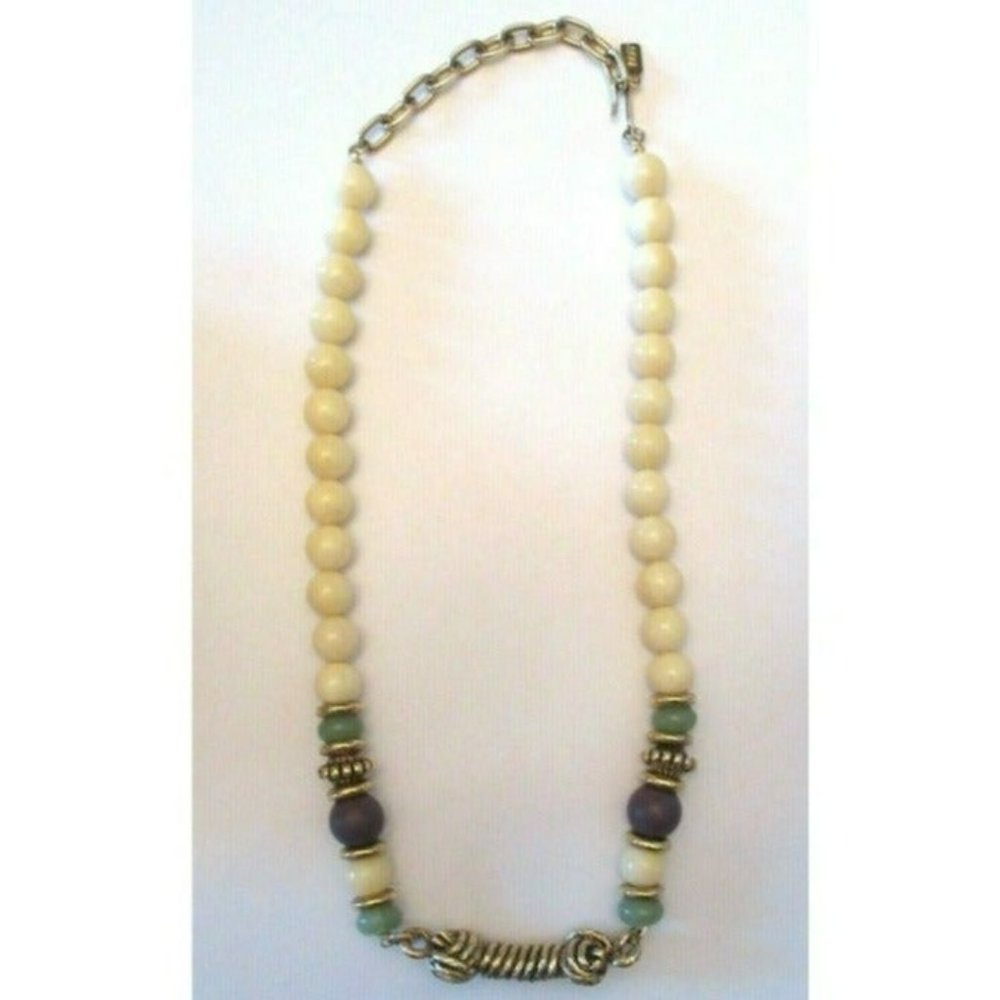 Vintage 1928 Faux Pearl 19" Beads Adjustable Necklace Jewelry Goldtone Accents